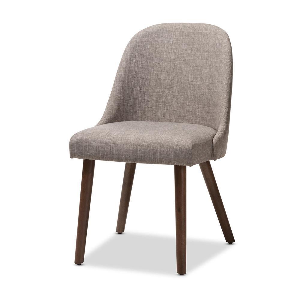 Cody Mid-Century Modern Light Grey Fabric Upholstered Walnut Finished Wood 5-Piece Dining Set FredCo