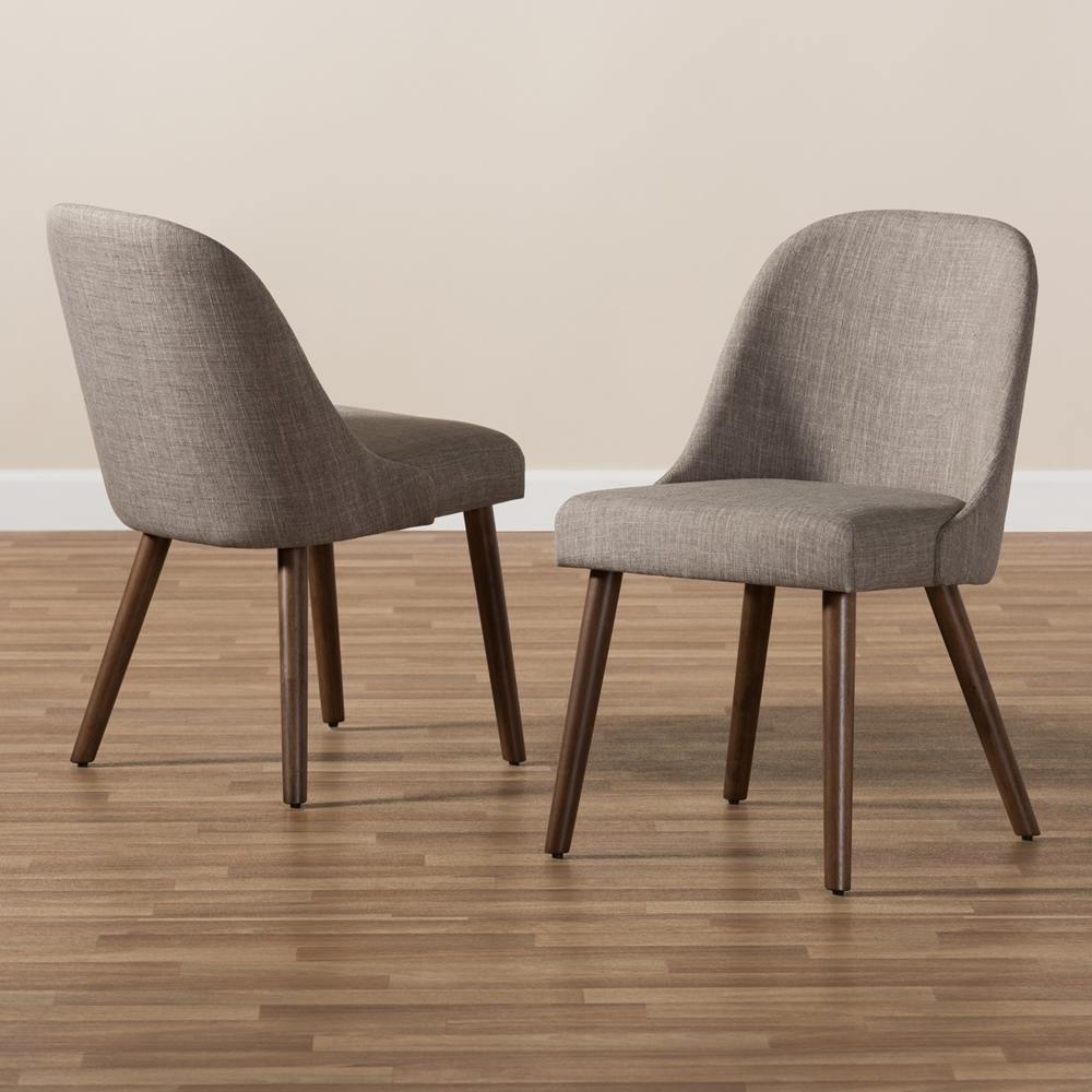 Cody Mid-Century Modern Light Grey Fabric Upholstered Walnut Finished Wood Dining Chair (Set of 2) FredCo