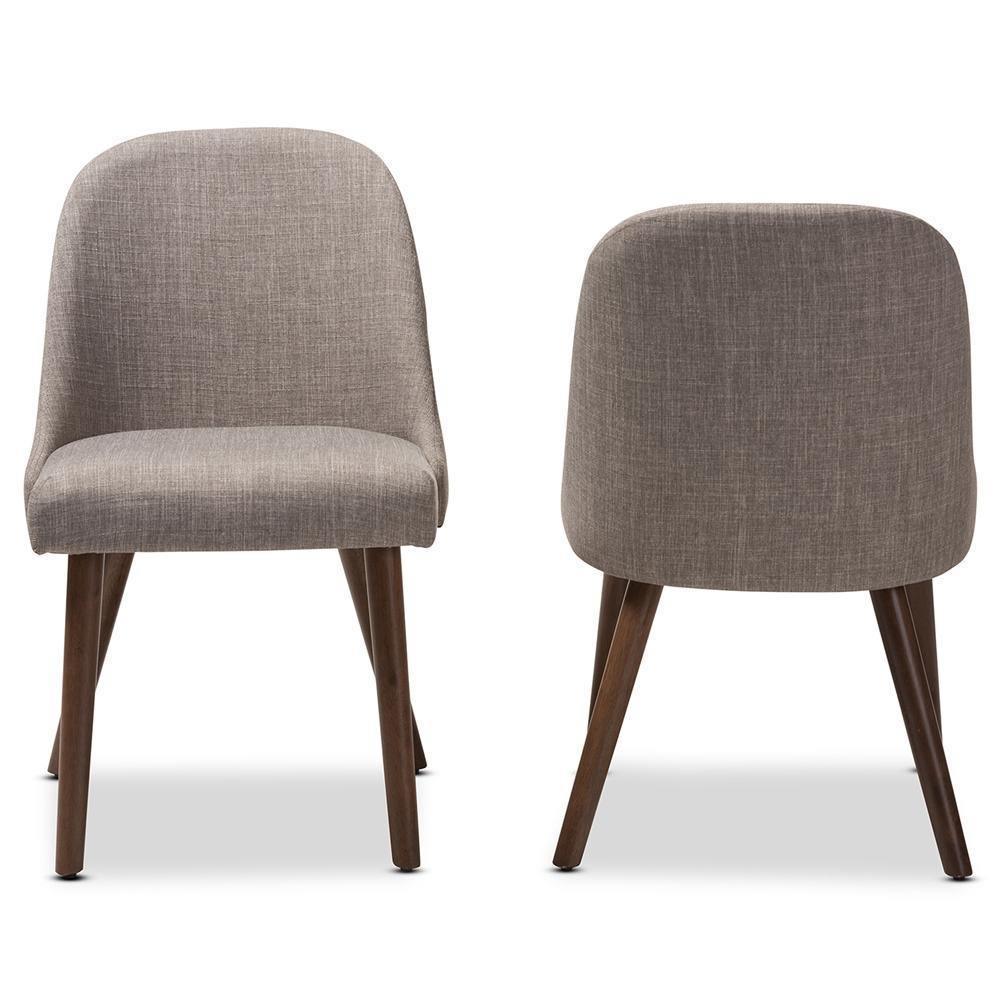 Cody Mid-Century Modern Light Grey Fabric Upholstered Walnut Finished Wood Dining Chair (Set of 2) FredCo