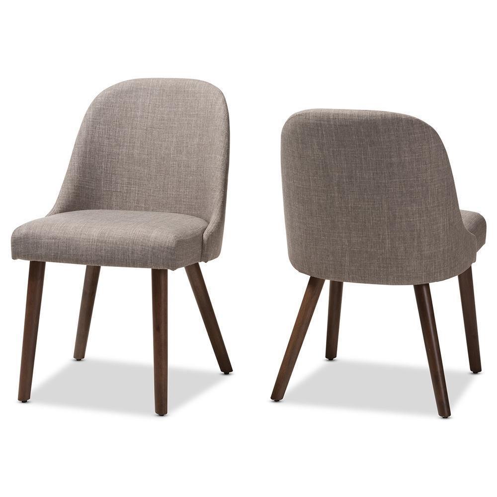 Cody Mid-Century Modern Light Grey Fabric Upholstered Walnut Finished Wood Dining Chair (Set of 2) FredCo