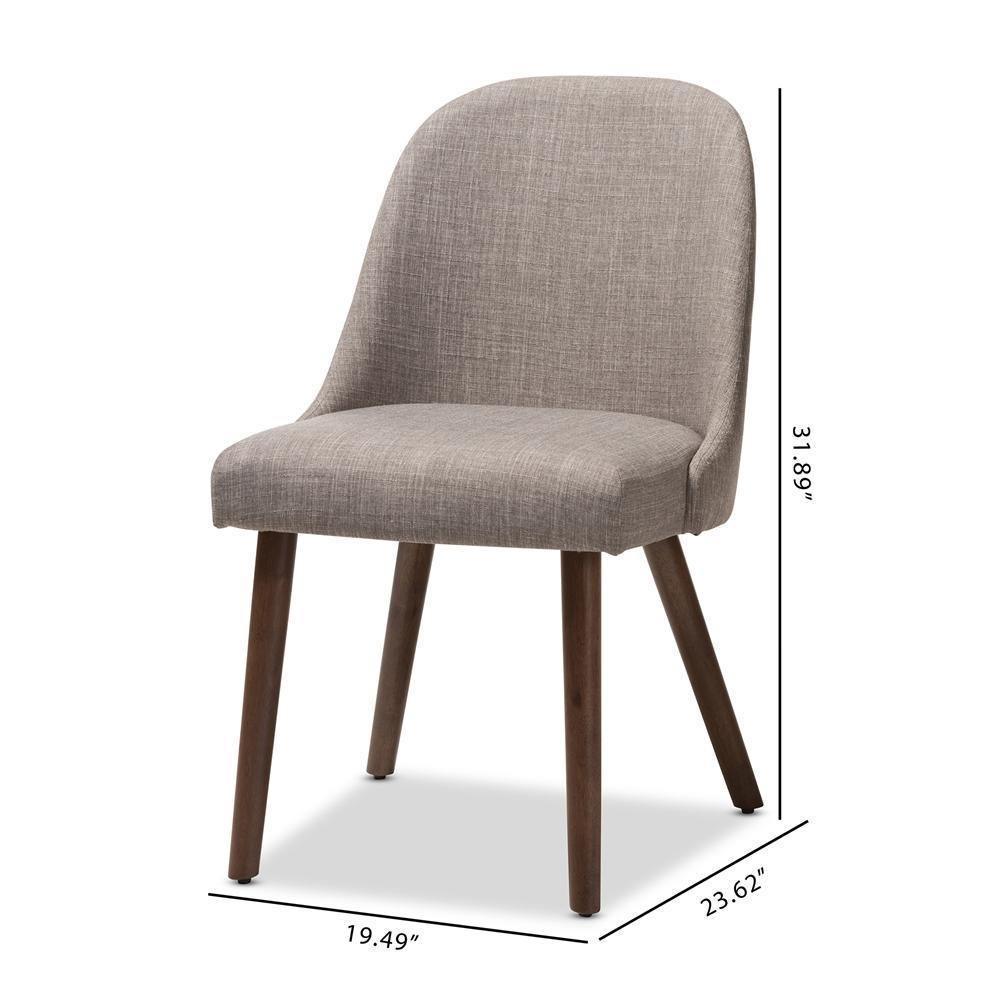 Cody Mid-Century Modern Light Grey Fabric Upholstered Walnut Finished Wood Dining Chair (Set of 2) FredCo