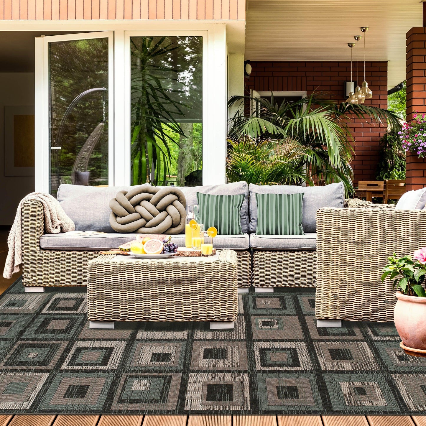 Colburn Indoor/Outdoor Weather-Resistant Geometric Modern Rug FredCo