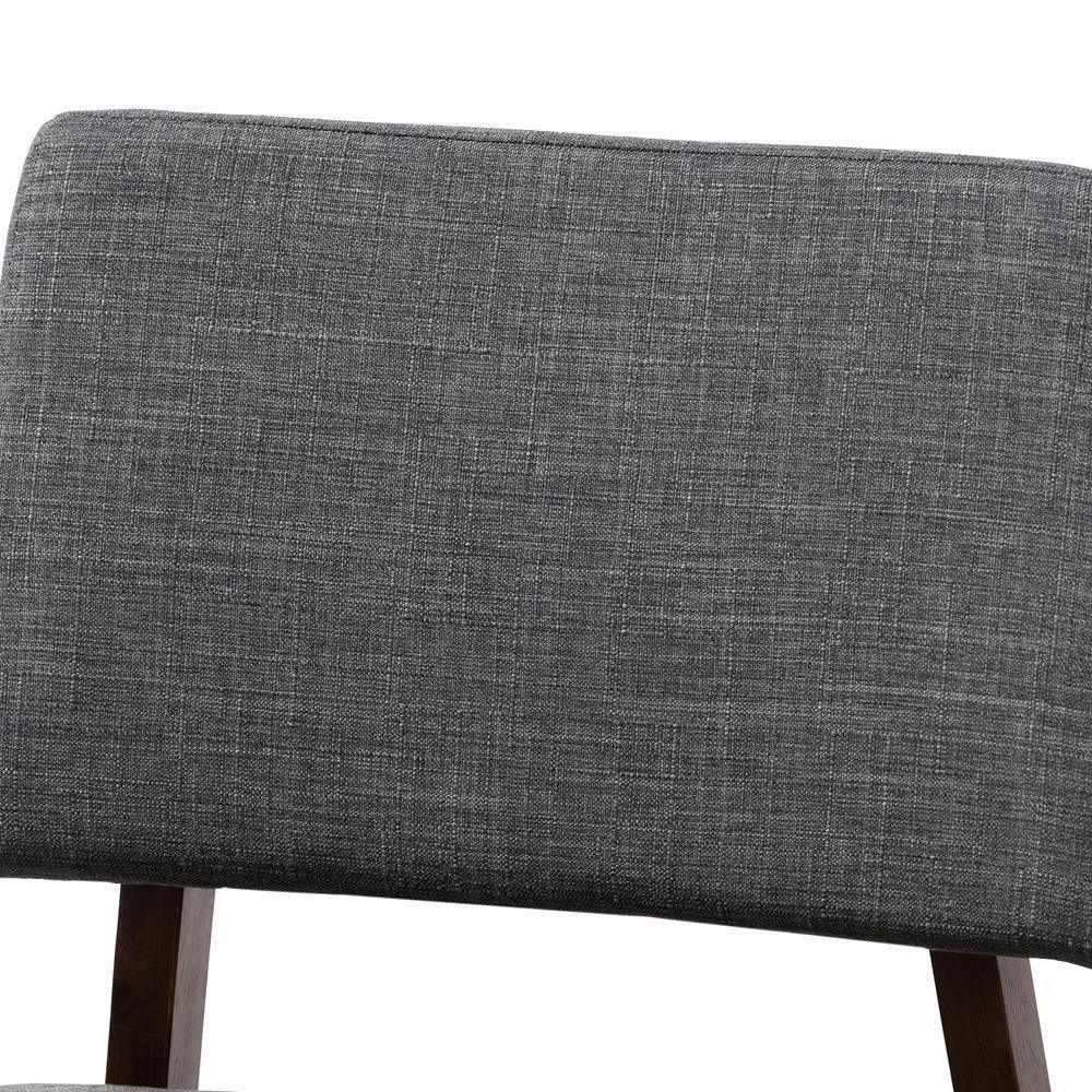 Colton Mid-Century Modern Dark Gray Fabric Upholstered and Walnut-Finished Wood Bar Stool Set of 2 FredCo