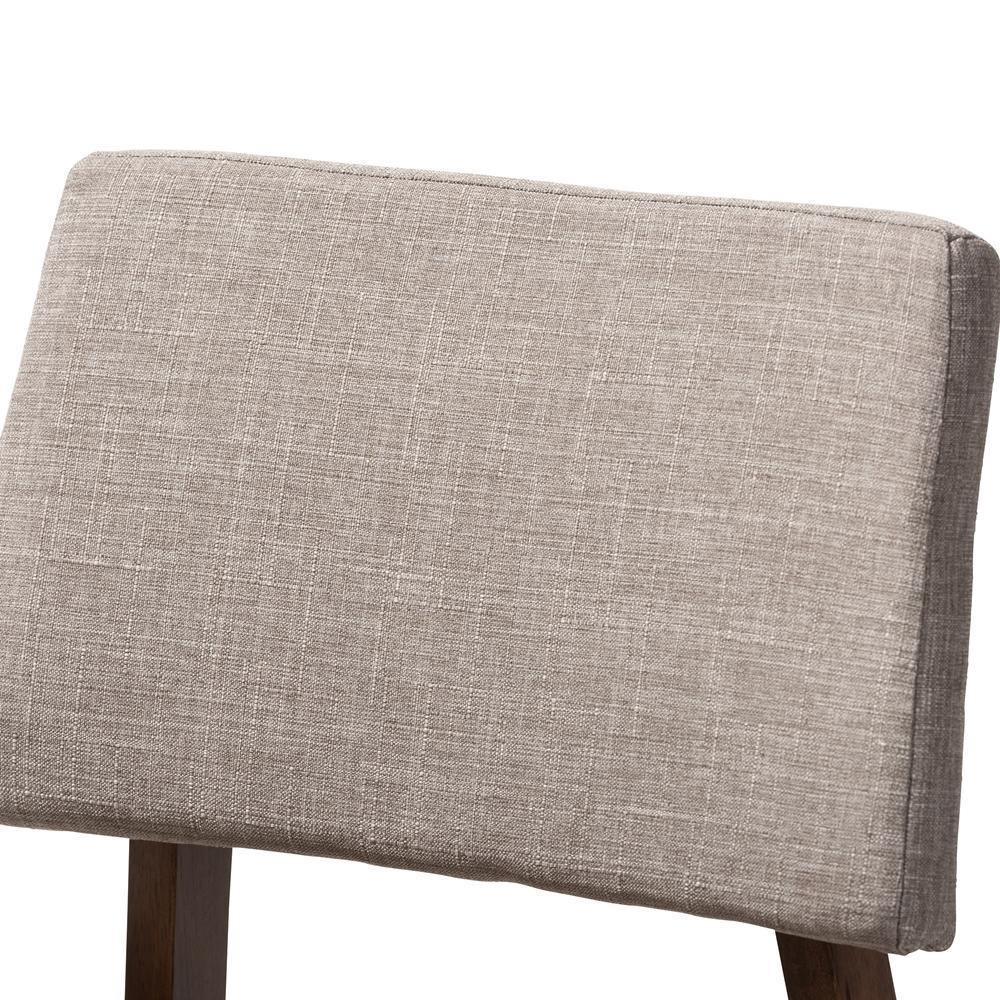 Colton Mid-Century Modern Light Gray Fabric Upholstered and Walnut-Finished Wood Bar Stool Set of 2 FredCo