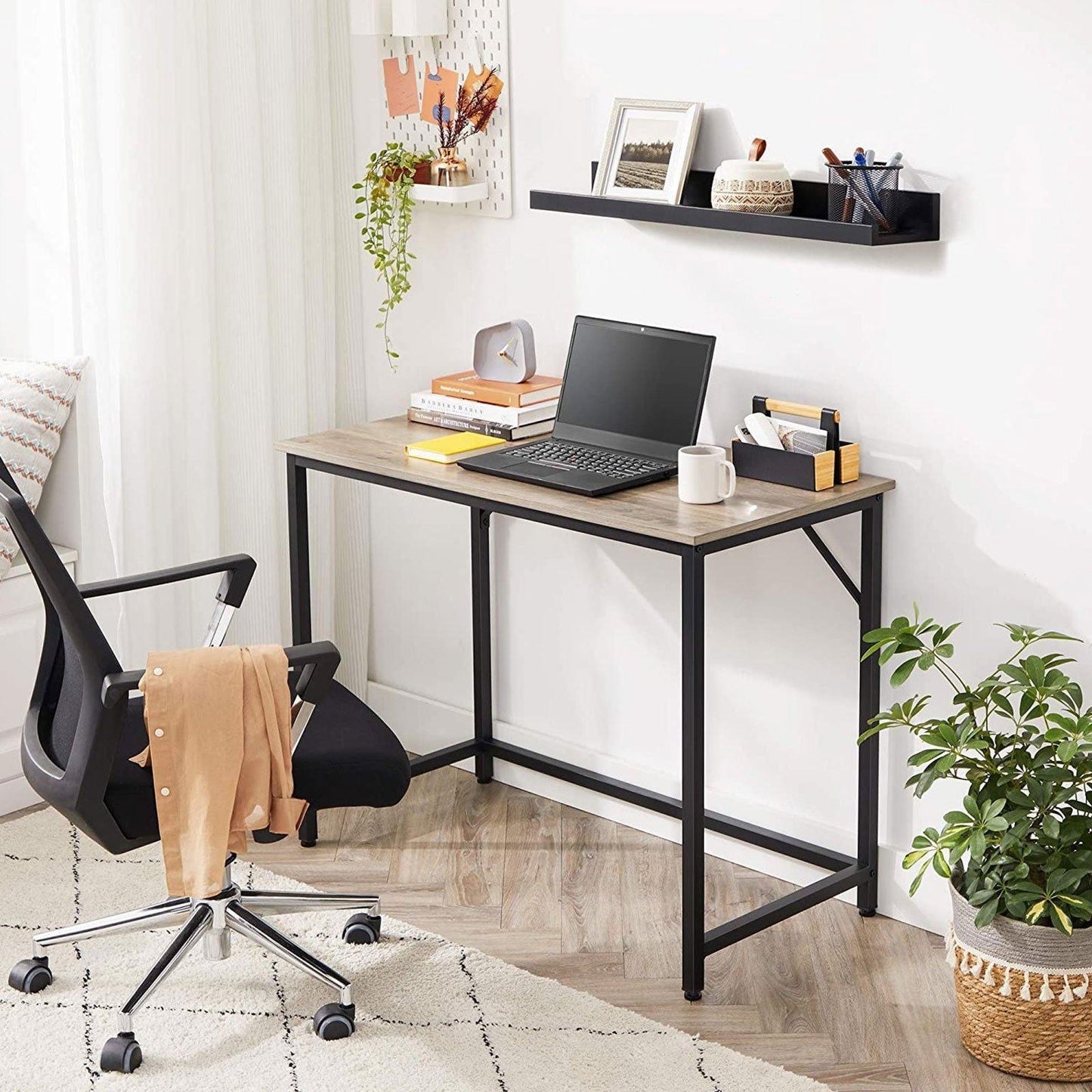 Computer Desk Greige and Black FredCo