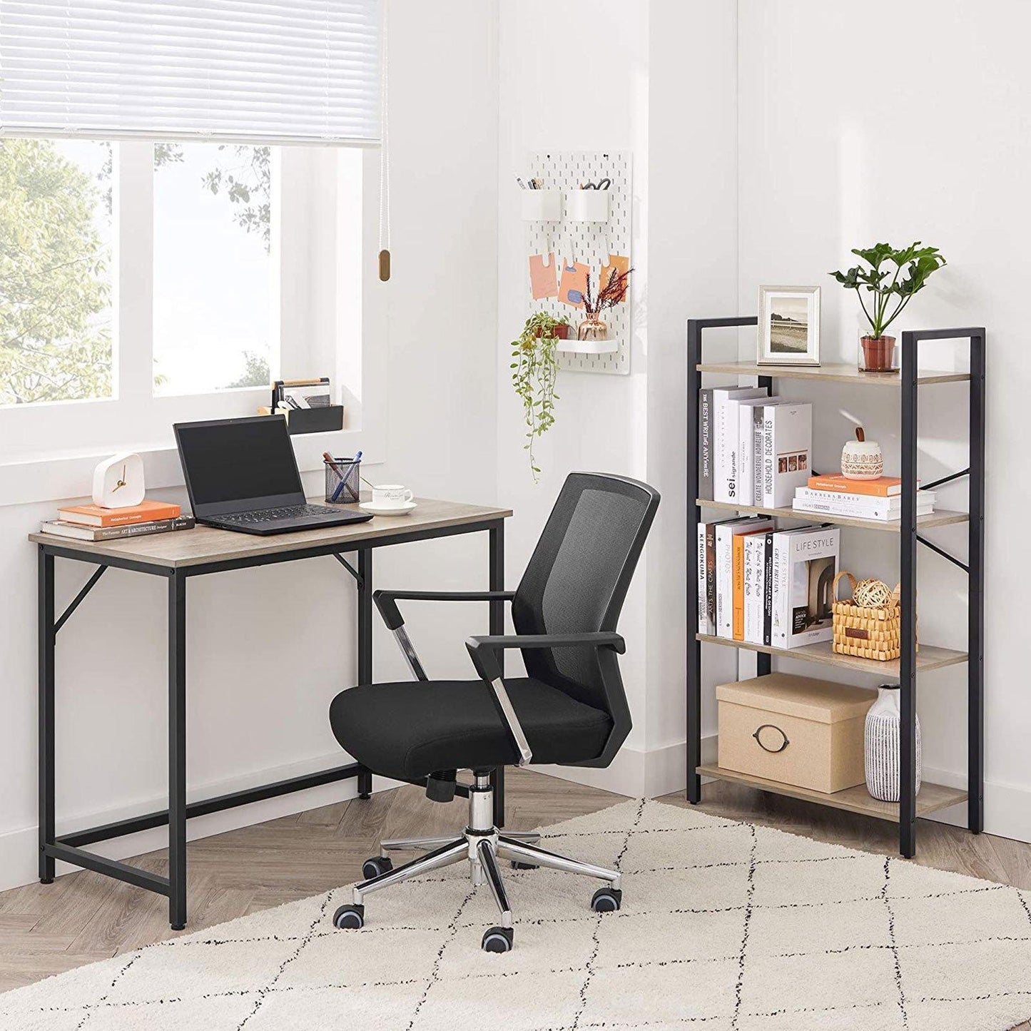 Computer Desk Greige and Black FredCo