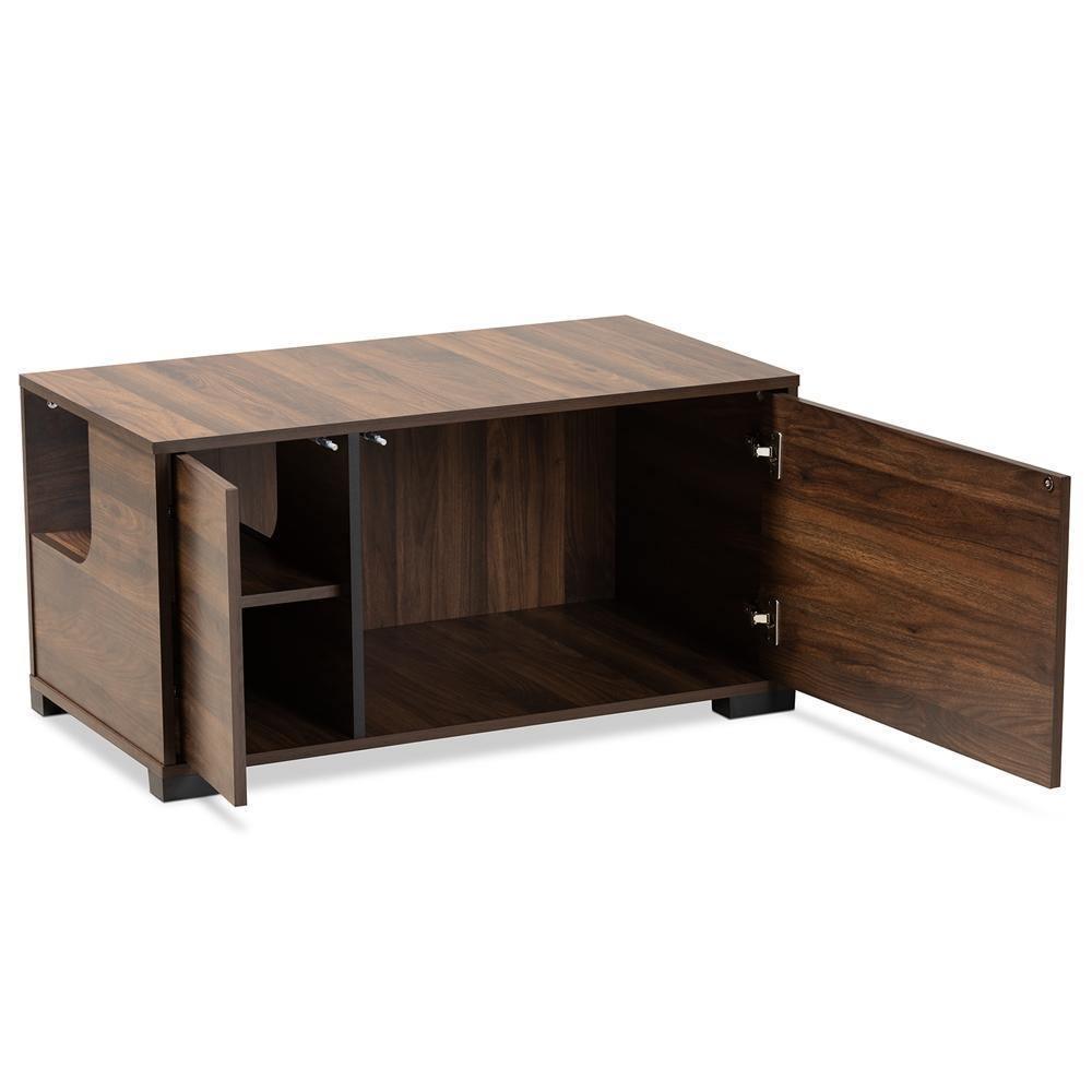 Connor Modern and Contemporary Walnut Brown Finished 2-Door Cat Litter Box Cover House FredCo