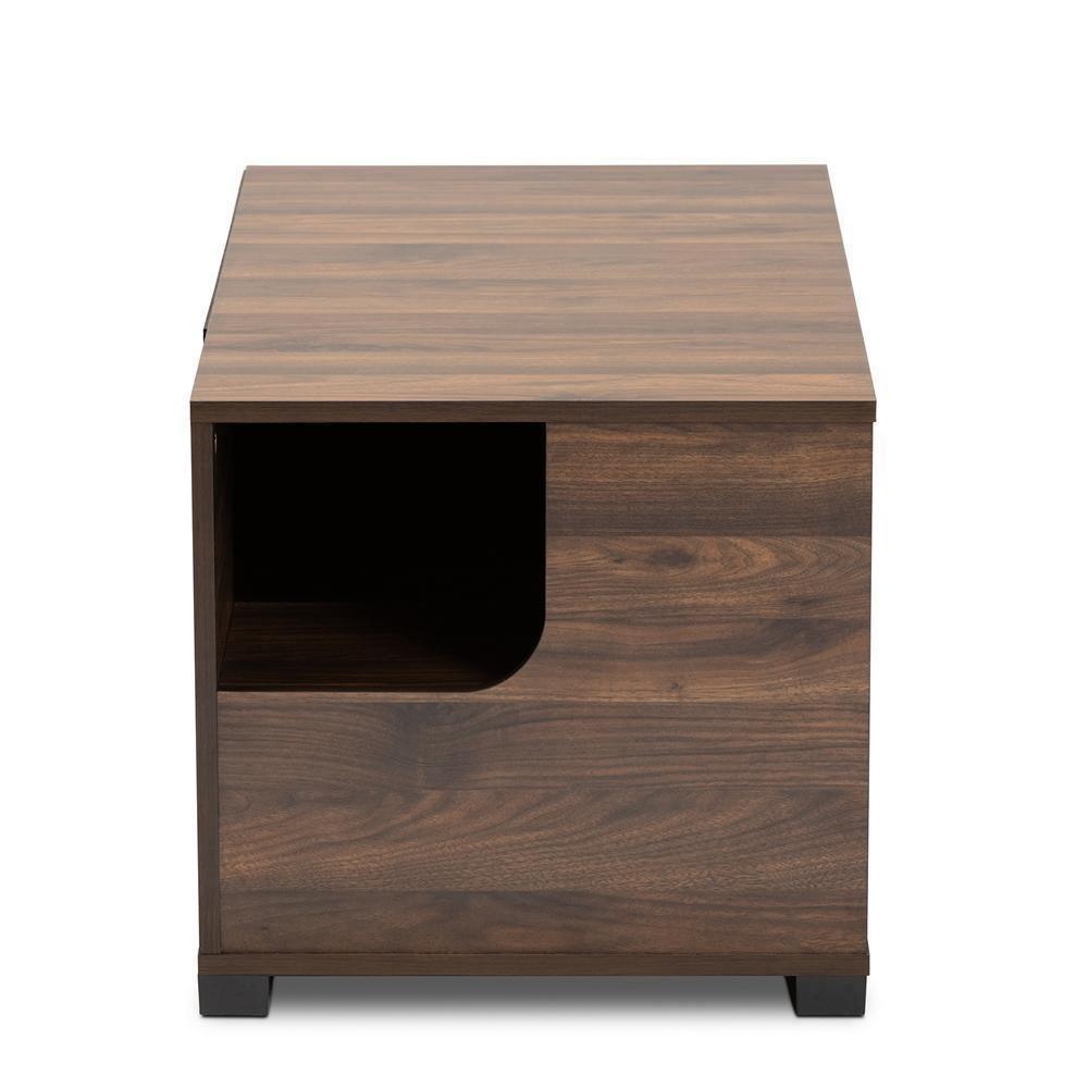 Connor Modern and Contemporary Walnut Brown Finished 2-Door Cat Litter Box Cover House FredCo