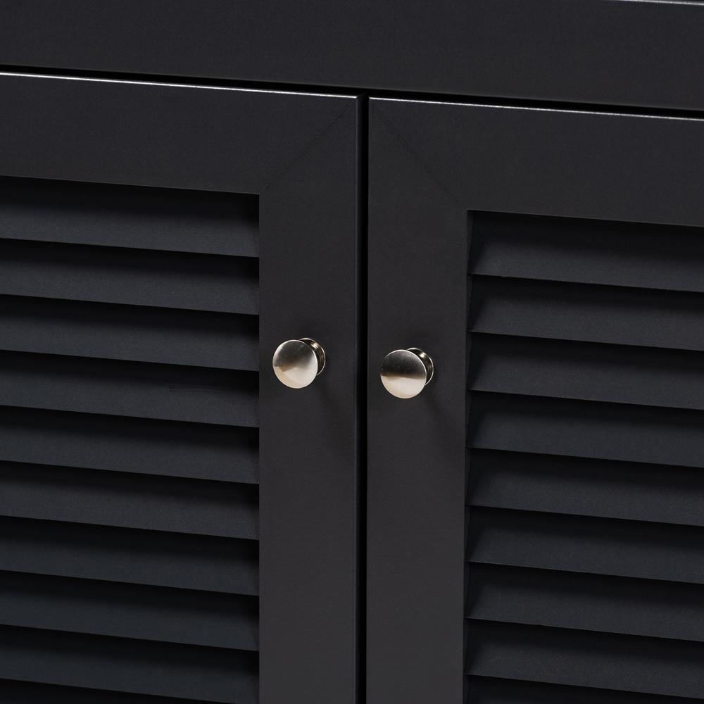 Coolidge Modern and Contemporary Dark Grey Finished 4-Shelf Wood Shoe Storage Cabinet with Drawer FredCo