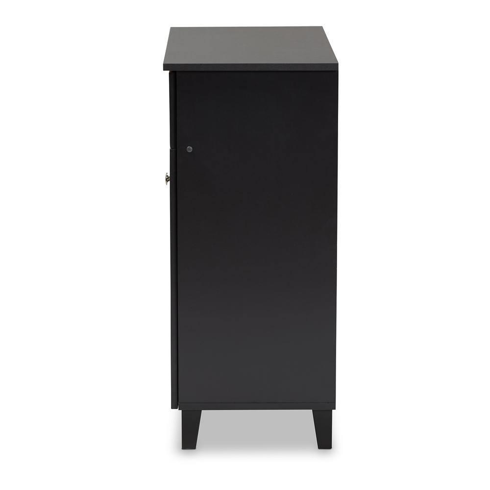 Coolidge Modern and Contemporary Dark Grey Finished 4-Shelf Wood Shoe Storage Cabinet with Drawer FredCo