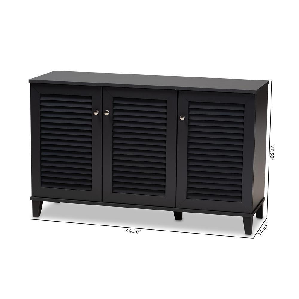 Coolidge Modern and Contemporary Dark Grey Finished 8-Shelf Wood Shoe Storage Cabinet FredCo
