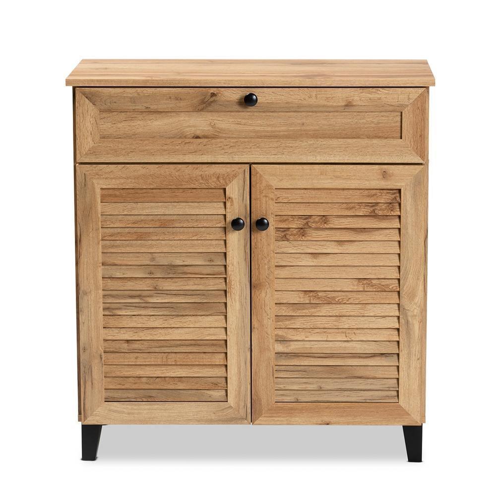 Coolidge Modern and Contemporary Oak Brown Finished Wood 1-Drawer Shoe Storage Cabinet FredCo