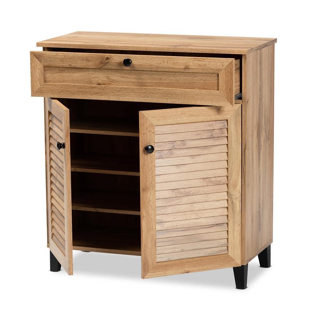 Coolidge Modern and Contemporary Oak Brown Finished Wood 1-Drawer Shoe Storage Cabinet FredCo