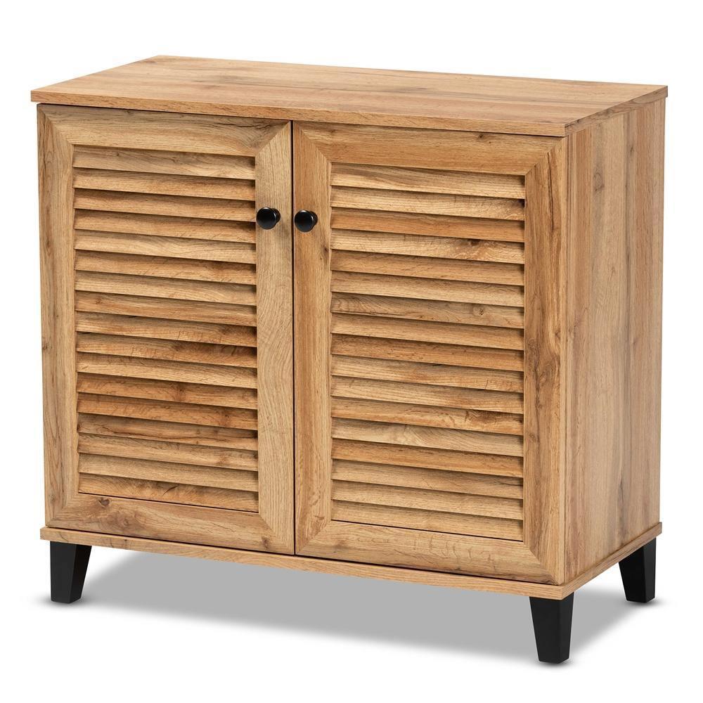 Coolidge Modern and Contemporary Oak Brown Finished Wood 2-Door Shoe Storage Cabinet FredCo