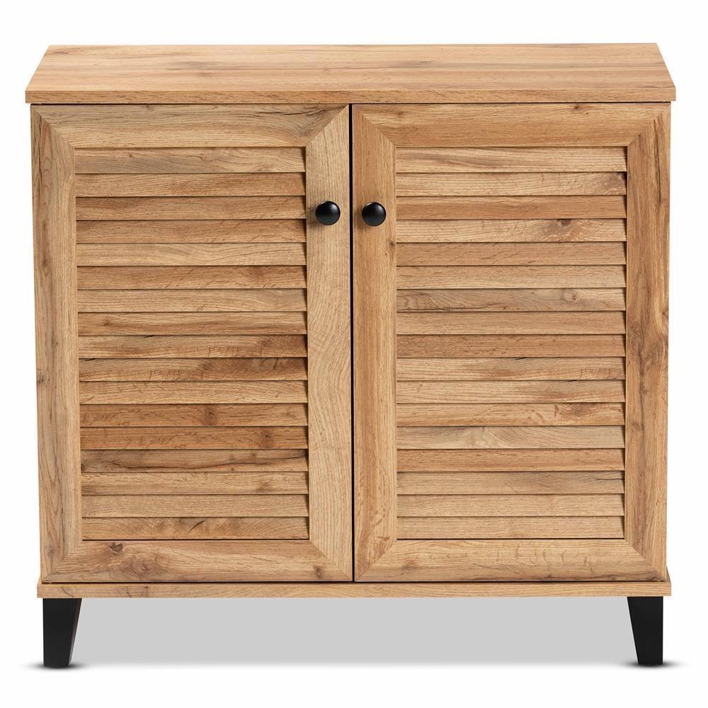Coolidge Modern and Contemporary Oak Brown Finished Wood 2-Door Shoe Storage Cabinet FredCo