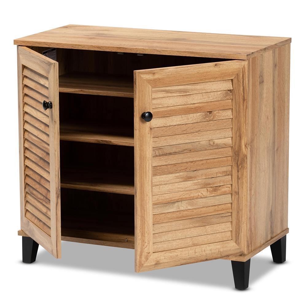 Coolidge Modern and Contemporary Oak Brown Finished Wood 2-Door Shoe Storage Cabinet FredCo