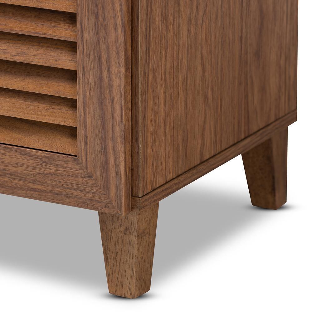 Coolidge Modern and Contemporary Walnut Finished 5-Shelf Wood Shoe Storage Cabinet with Drawer FredCo