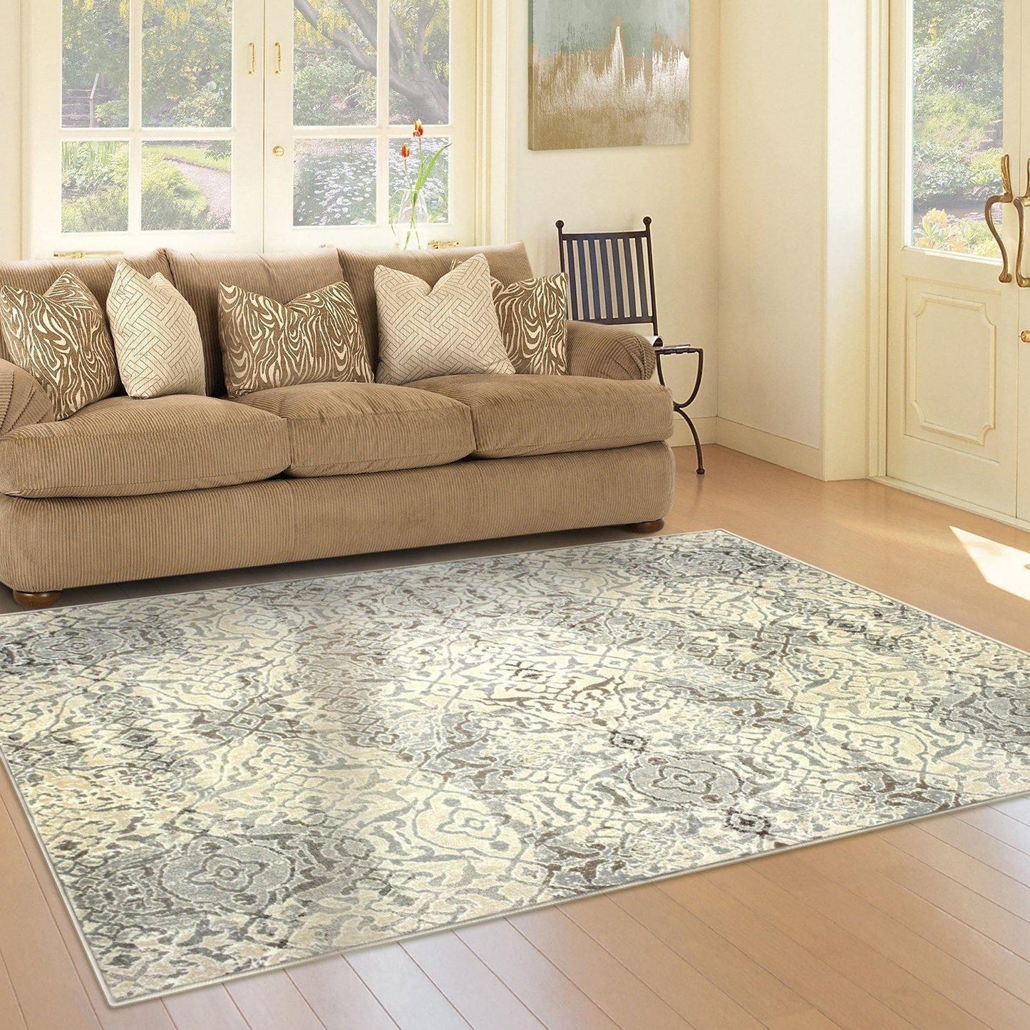 Corbin Modern Damask Contemporary Rug FredCo