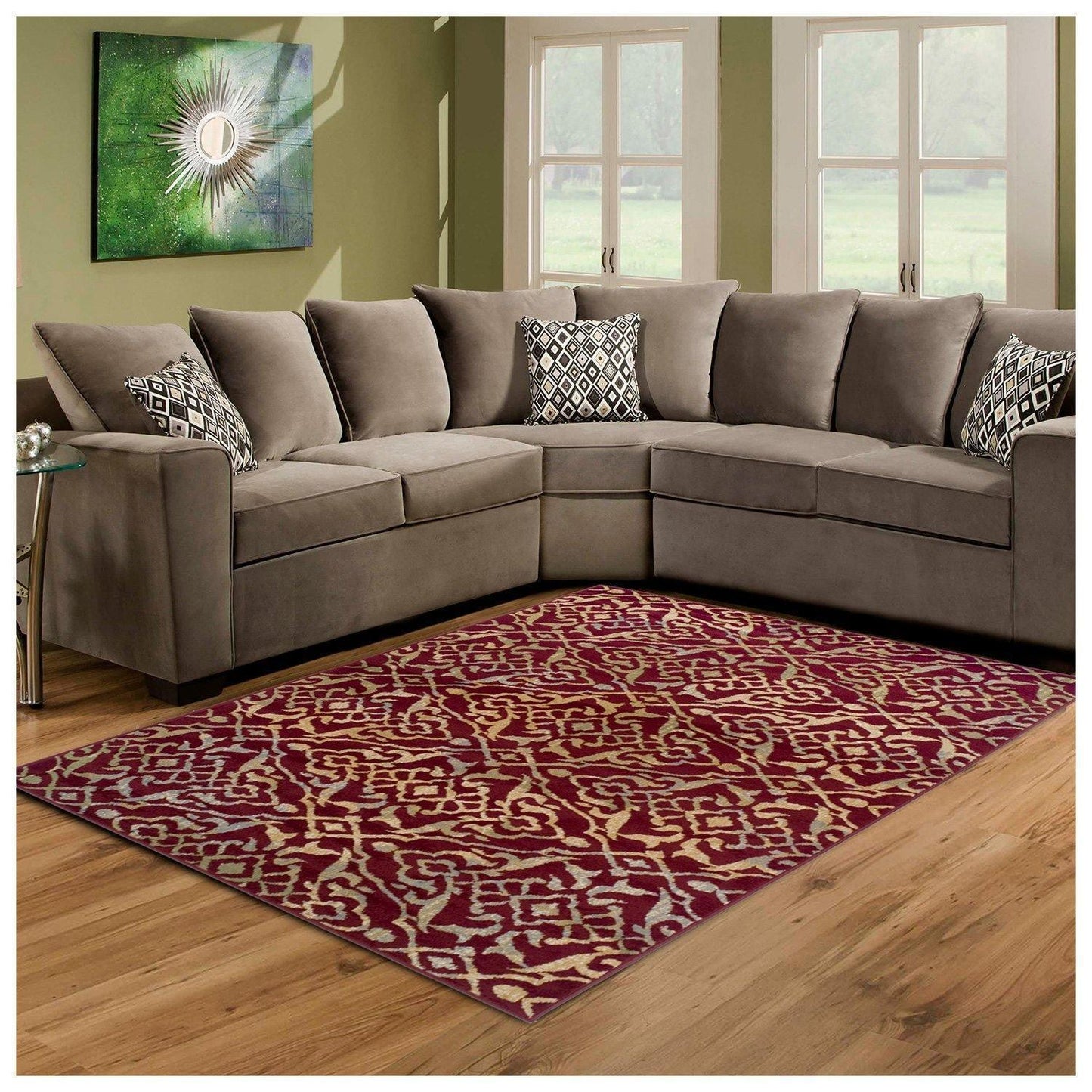 Corbin Modern Damask Contemporary Rug FredCo