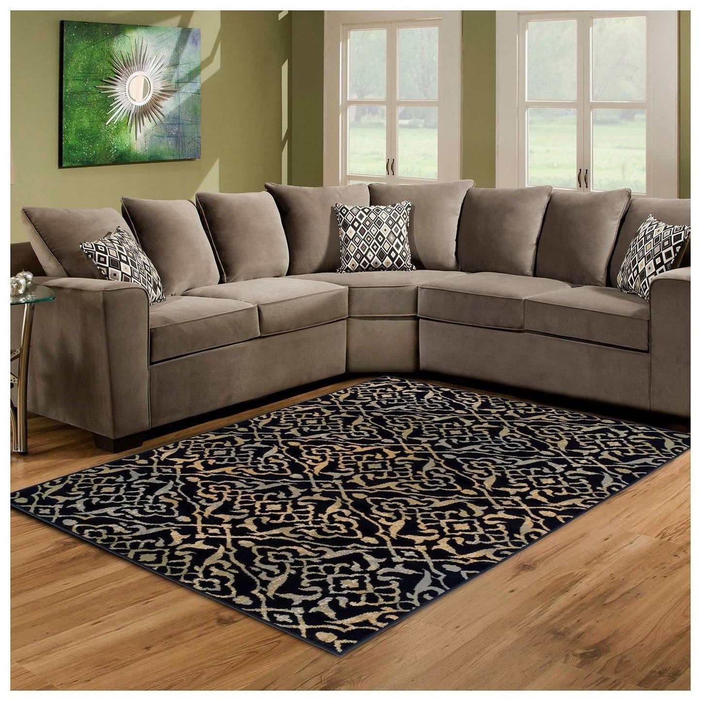 Corbin Modern Damask Contemporary Rug FredCo