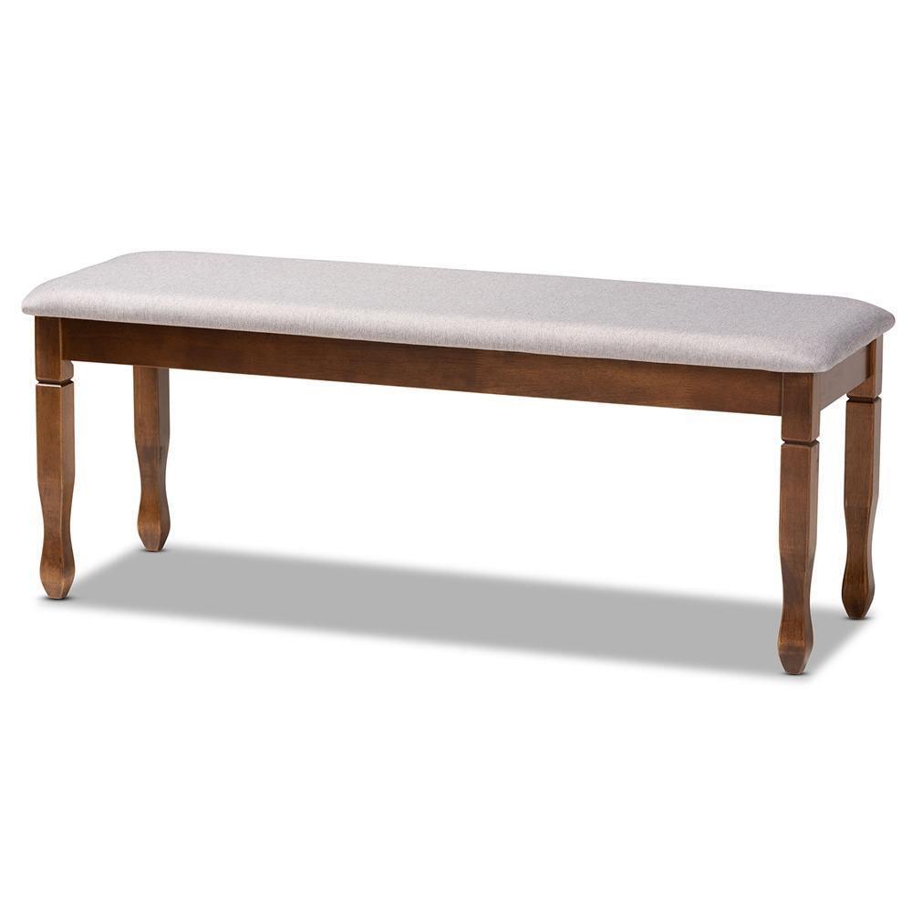 Corey Modern and Contemporary Grey Fabric Upholstered and Walnut Brown Finished Wood Dining Bench FredCo