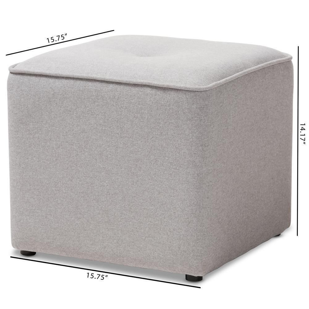 Corinne Modern and Contemporary Light Grey Fabric Upholstered Ottoman FredCo