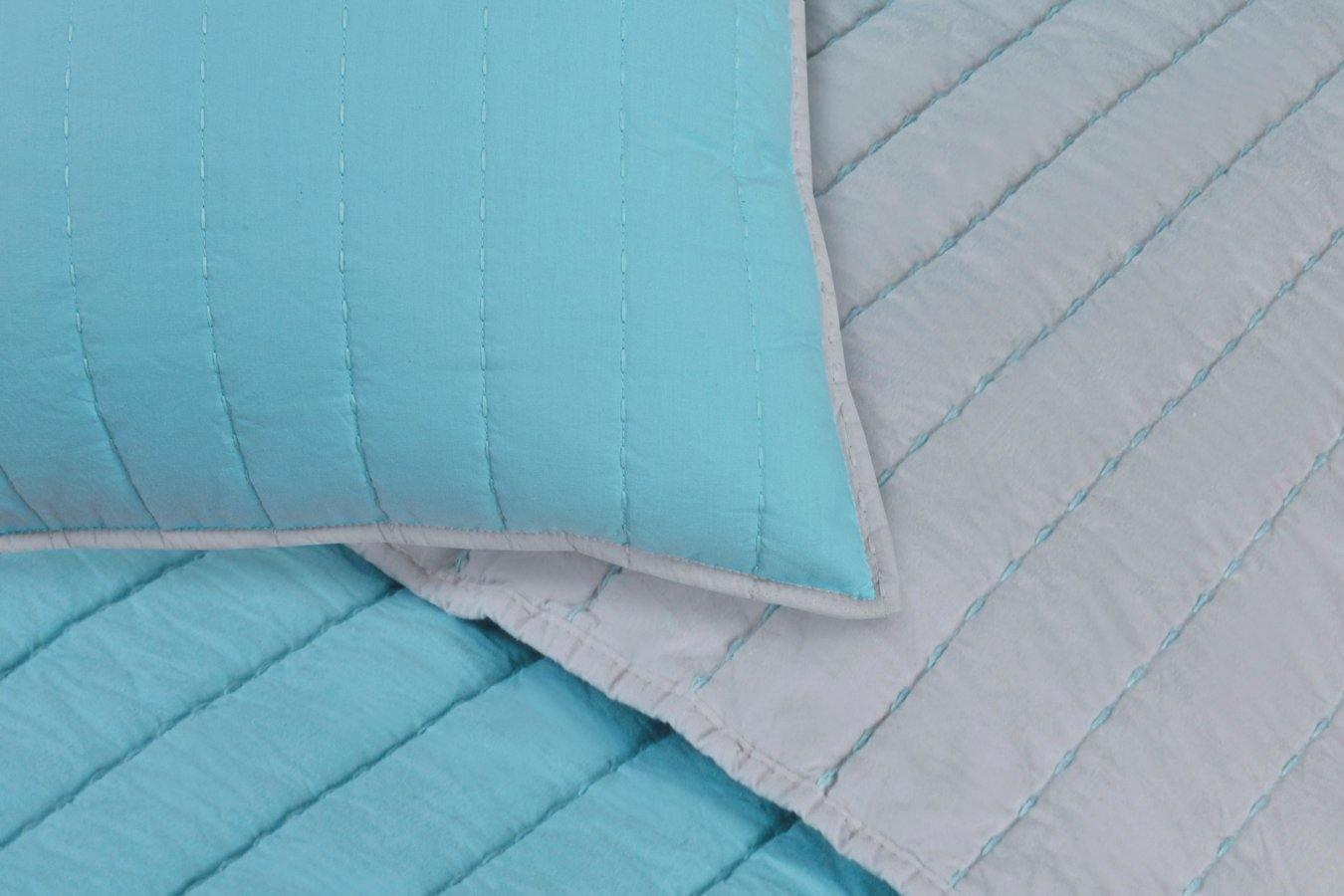 Cotton Reversible Fine-Stitched Striped Quilt + Pillow Sham Set FredCo