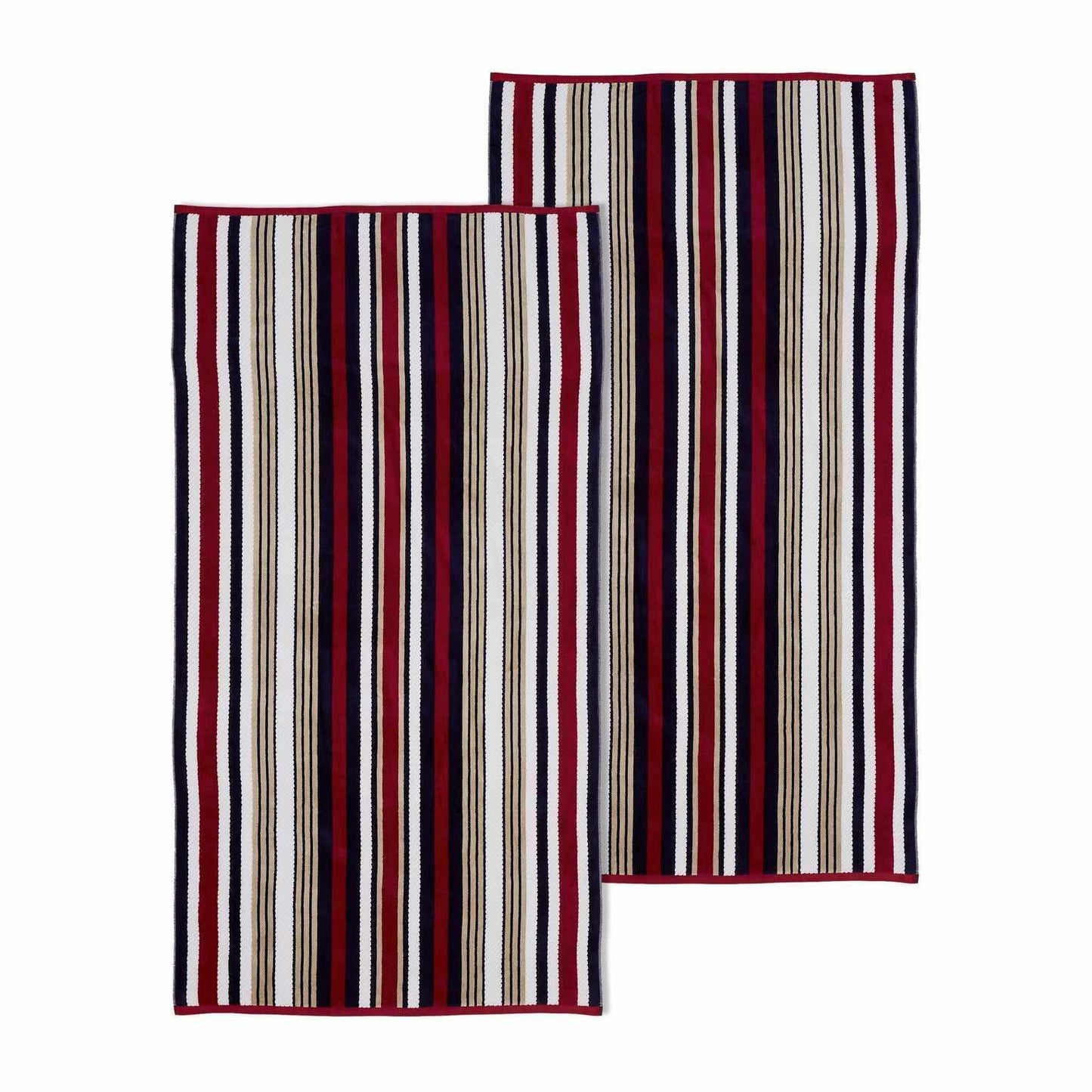 Cotton Rope Textured (set of 2) Oversized Beach Towel - Red FredCo