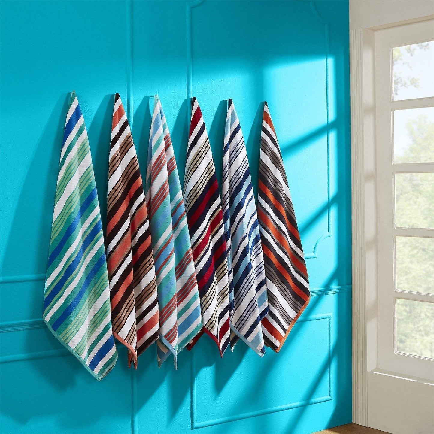 Cotton Stitch Stripe Textured (set of 2) Oversized Beach Towel FredCo