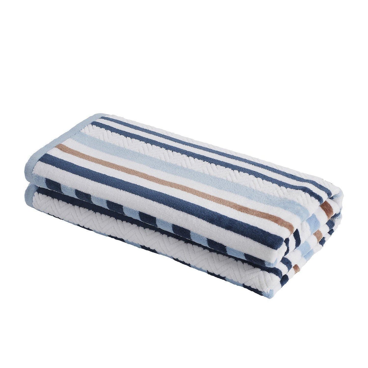 Cotton Stitch Stripe Textured (set of 2) Oversized Beach Towel FredCo
