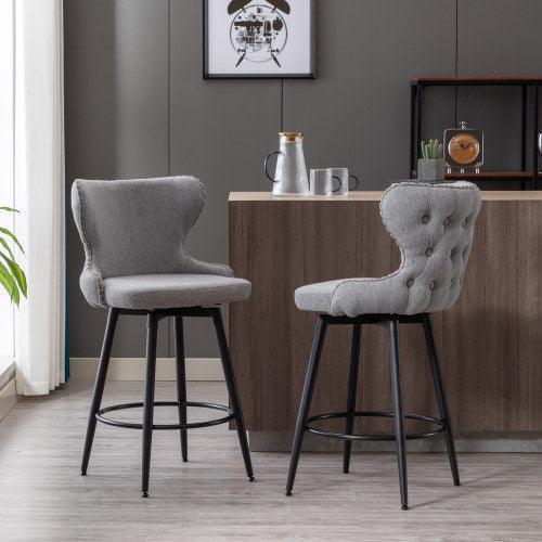 Counter Height 25" Modern Linen Fabric Counter Chairs, Set of 2 FredCo