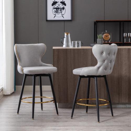 Counter Height 25" Modern Linen Fabric Counter Chairs, Set of 2 FredCo