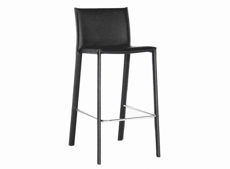 Crawford Black Leather Counter Height Stool (Set of 2) FredCo
