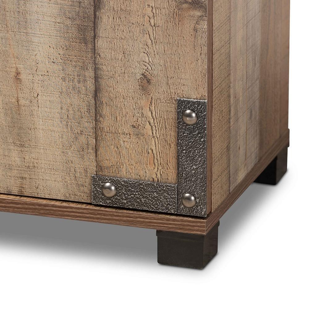 Cyrille Modern and Contemporary Farmhouse Rustic Finished Wood 4-Door Shoe Cabinet FredCo