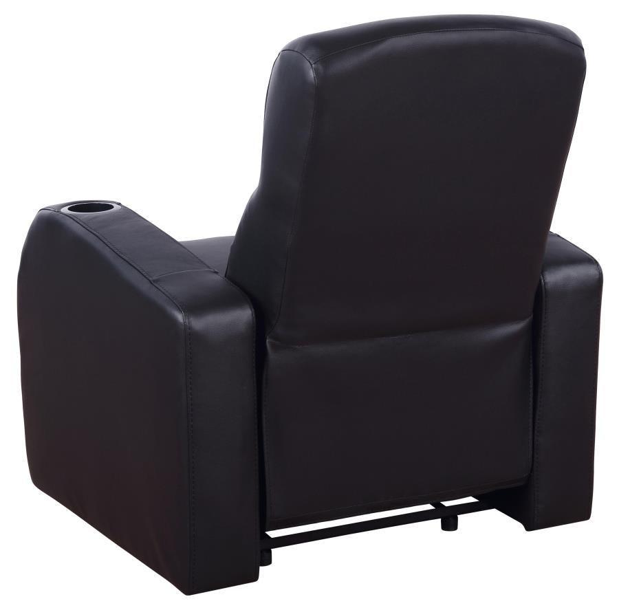Cyrus Upholstered Recliner Living Room Set Black 600001-S4A Coaster FredCo