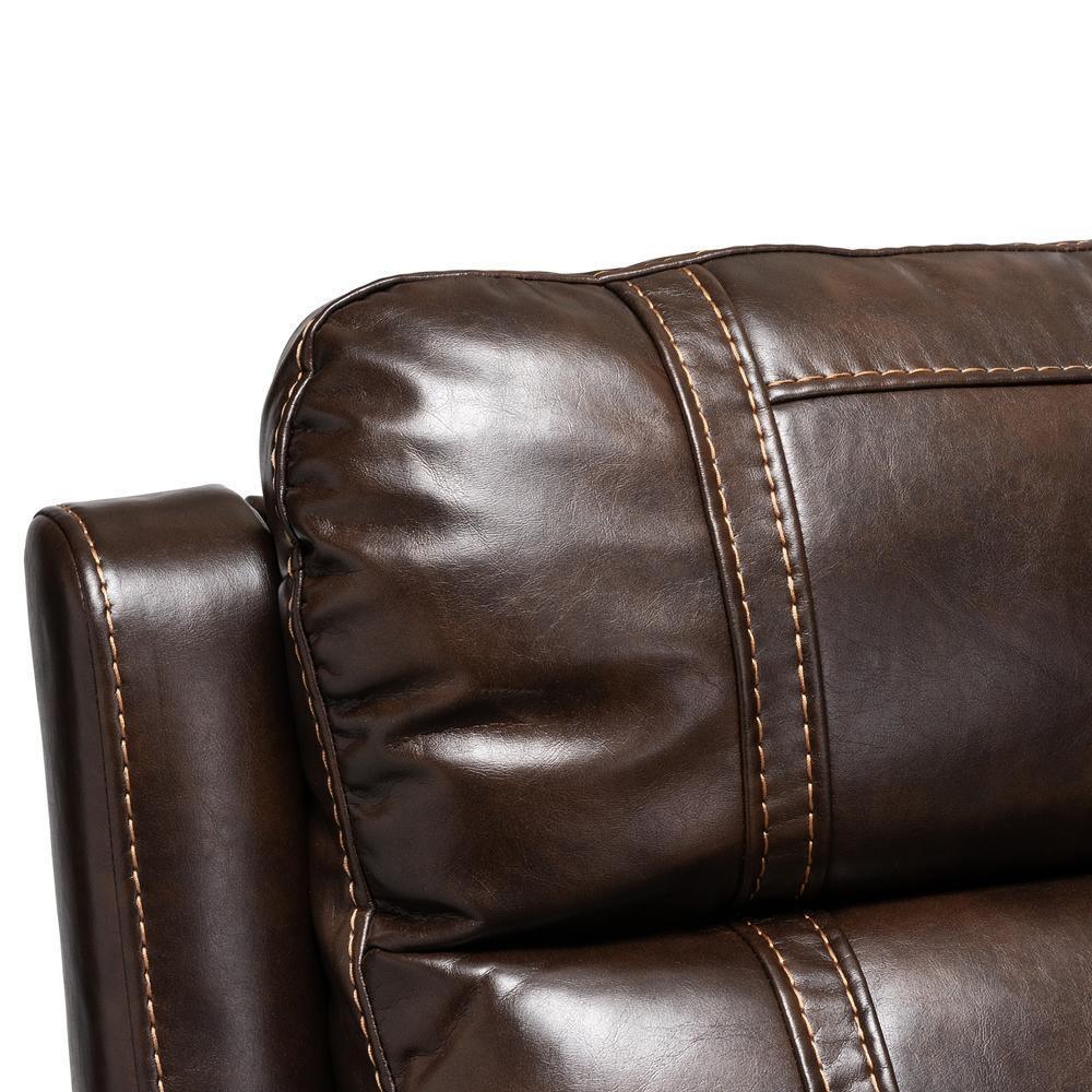 Dacio Modern and Contemporary Brown Faux Leather Upholstered 6-Piece Sectional Recliner Sofa with 2 Reclining Seats FredCo