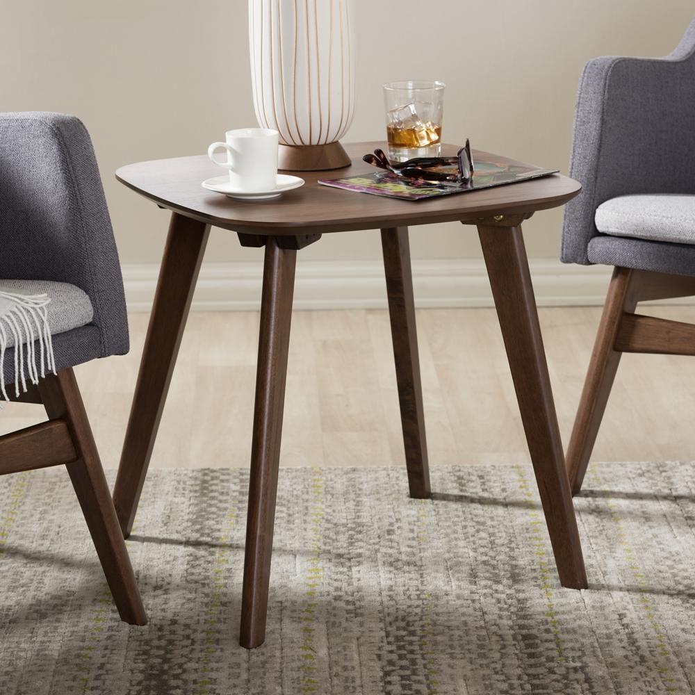 Dahlia Mid-Century Modern Walnut Wood End Table FredCo
