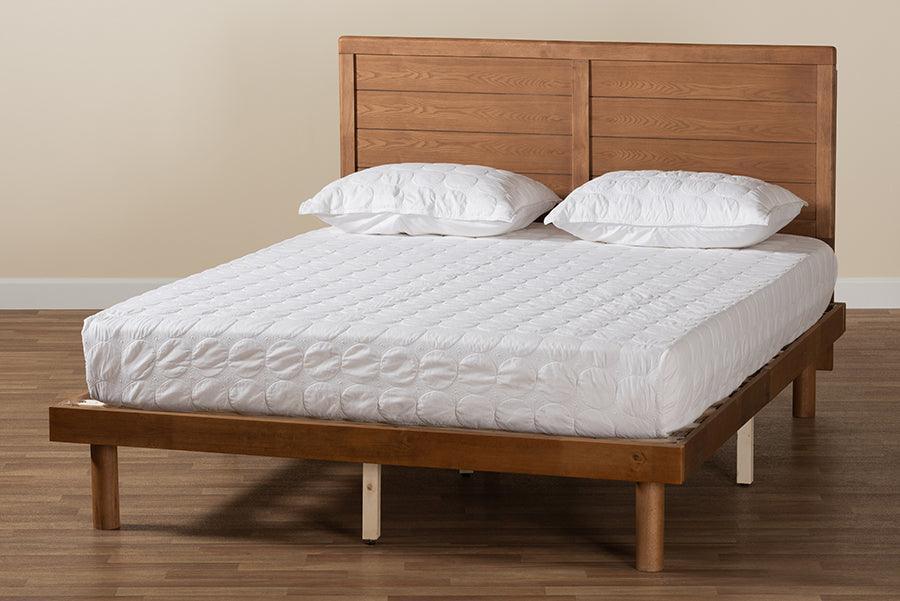 Daina Mid-Century Modern Ash Walnut Finished Wood Full Size Platform Bed FredCo