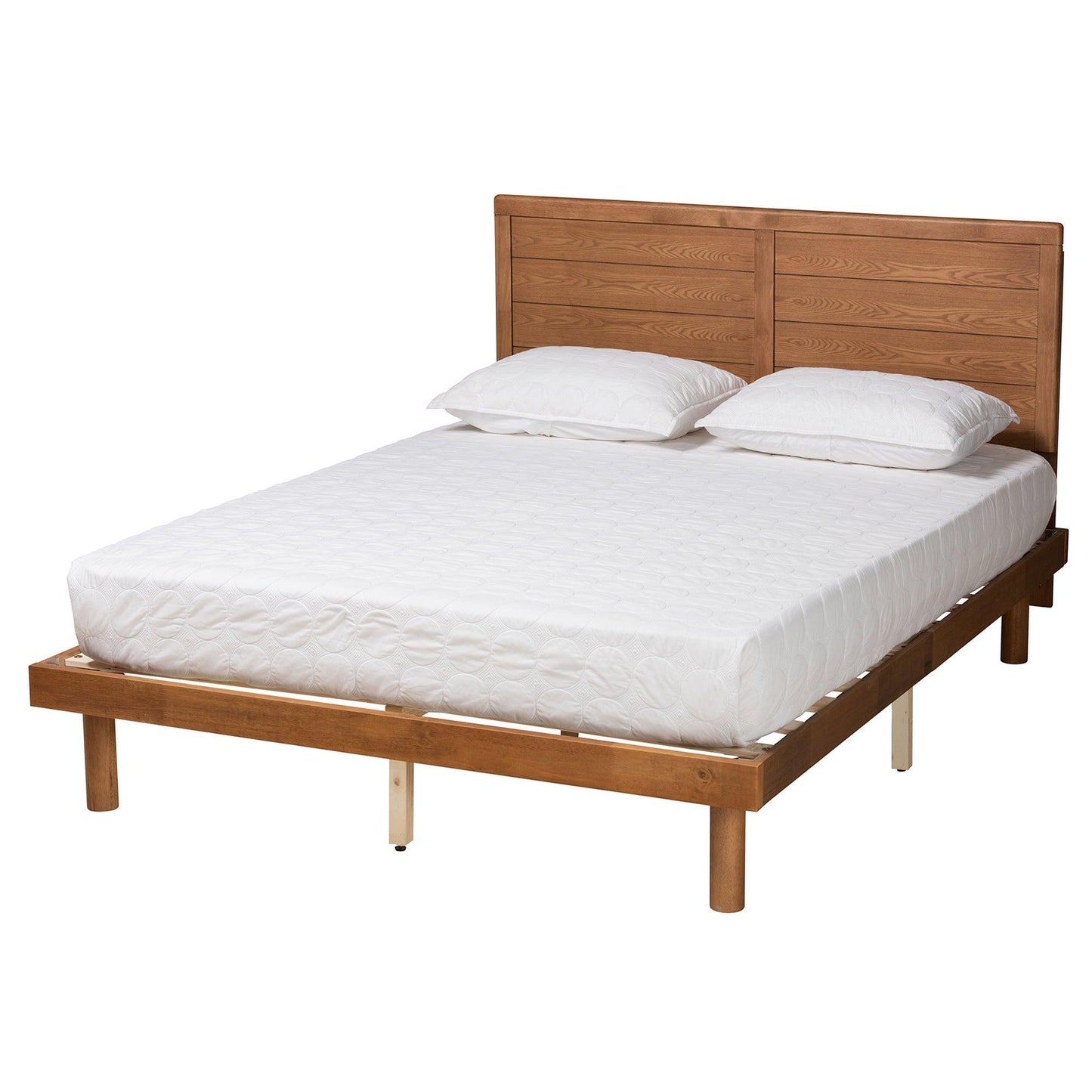 Daina Mid-Century Modern Ash Walnut Finished Wood Full Size Platform Bed FredCo