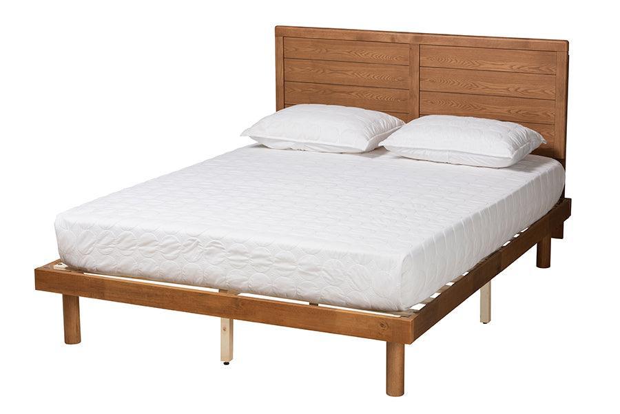 Daina Mid-Century Modern Ash Walnut Finished Wood Full Size Platform Bed FredCo