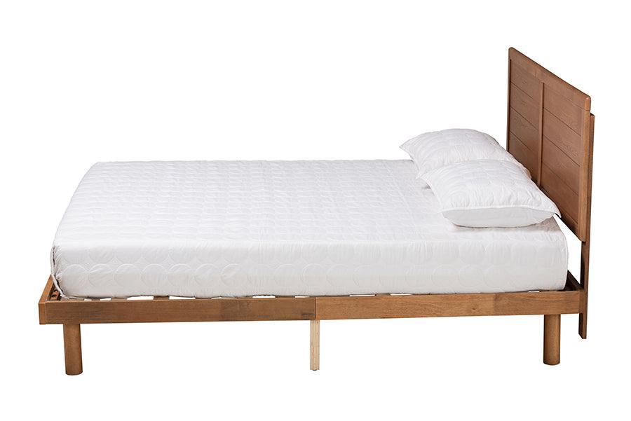 Daina Mid-Century Modern Ash Walnut Finished Wood Full Size Platform Bed FredCo