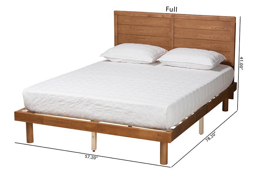 Daina Mid-Century Modern Ash Walnut Finished Wood Full Size Platform Bed FredCo