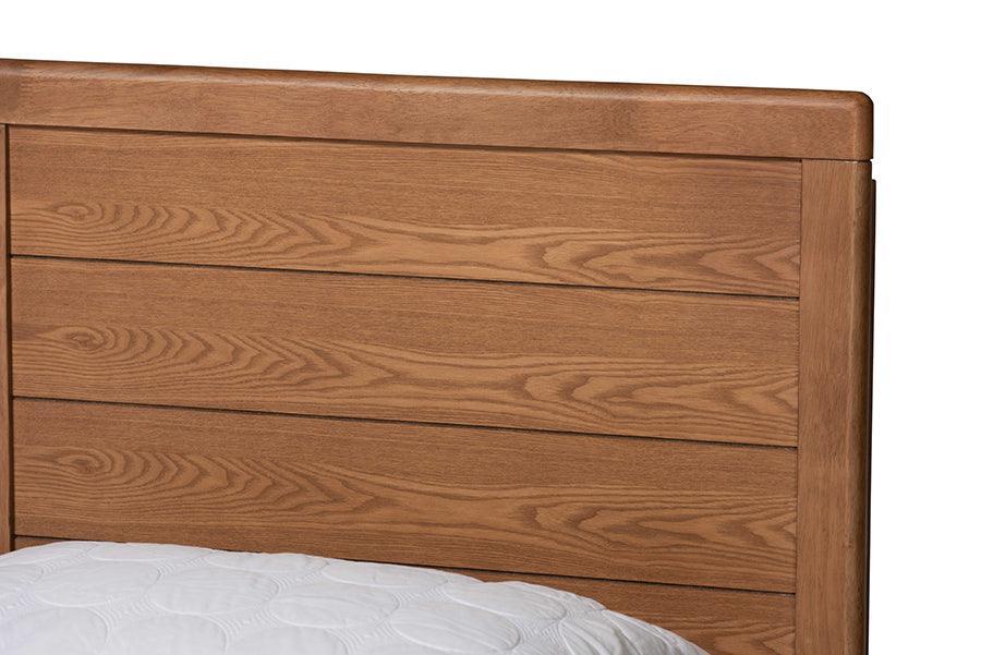 Daina Mid-Century Modern Ash Walnut Finished Wood Full Size Platform Bed FredCo