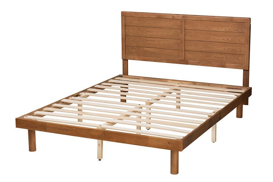 Daina Mid-Century Modern Ash Walnut Finished Wood Full Size Platform Bed FredCo