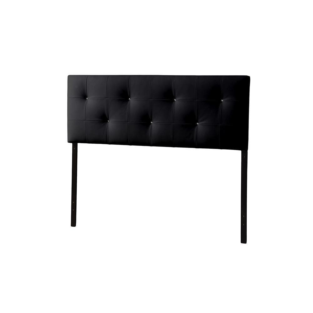 Dalini Modern and Contemporary King Black Faux Leather Headboard with Faux Crytal Buttons FredCo
