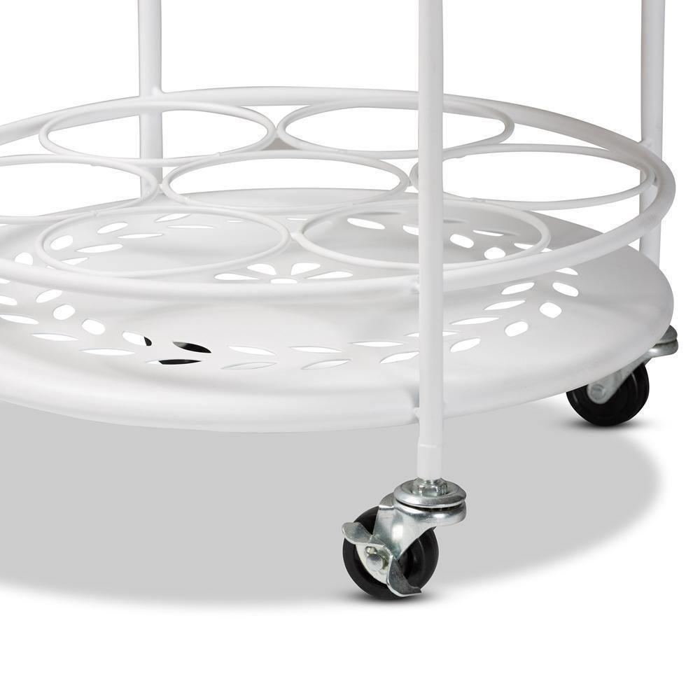Dallan Modern Industrial White Metal 2-Tier Kitchen Cart FredCo