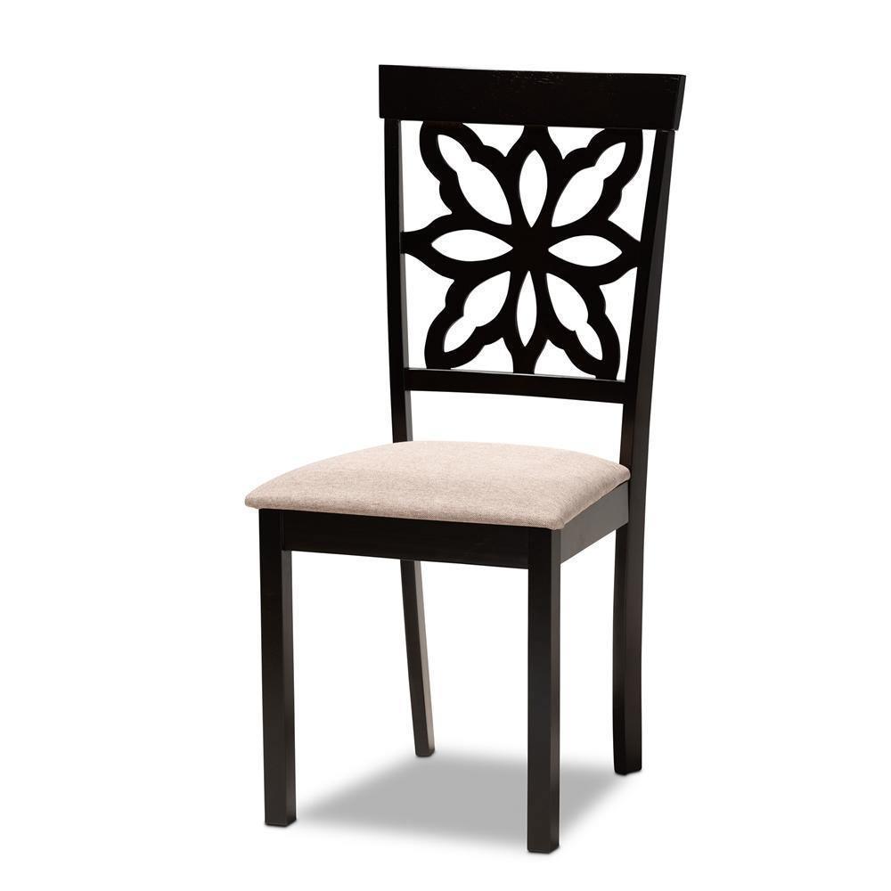 Dallas Modern and Contemporary Sand Fabric Upholstered and Dark Brown Finished Wood 7-Piece Dining Set FredCo