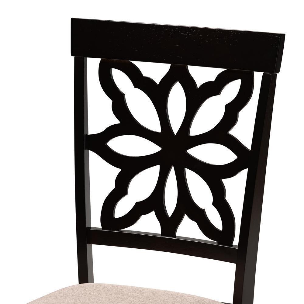 Dallas Modern and Contemporary Sand Fabric Upholstered and Dark Brown Finished Wood 7-Piece Dining Set FredCo