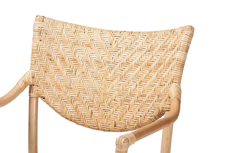 Damani Modern Bohemian Natural Brown Finished Rattan Dining Chair FredCo