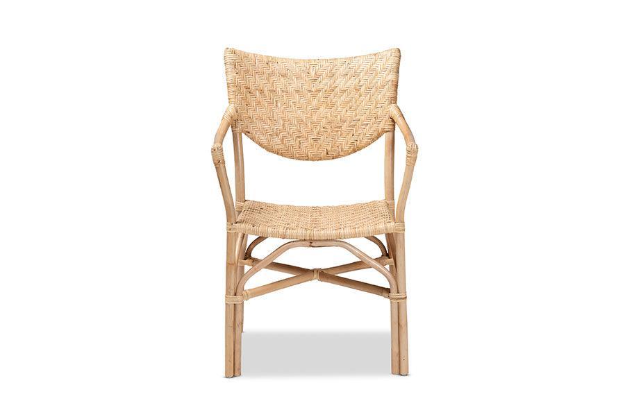 Damani Modern Bohemian Natural Brown Finished Rattan Dining Chair FredCo